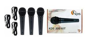 Microfone Profissional Kadosh Kds 300 Kit Com 3 + Cabos Nfe