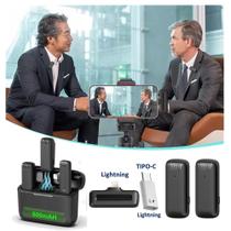 Microfone Profissional Lapela Duplo Para Smartphone TYPE-C Entrevista VLOG Gravação