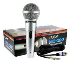 Microfone Profissional Leson com fio 3 Metros MC200 Prata