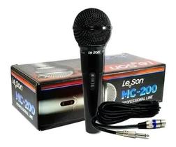 Microfone Profissional Leson com fio 3 metros MC200 Preto