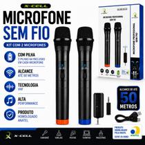 Microfone Profissional Sem Fio Dinâmico Vhf Kit 2 Para Karaokê Igreja Eventos Led Preto Microfone Profissional Sem Fio Dinâmico Vhf Kit 2 Para Karaokê Igreja Eventos Led Preto