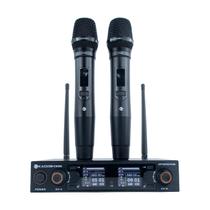 Microfone Profissional Sem Fio Kadosh K502m UHF Dinâmico Cardióide 2 Microfones de Mão 502m Duplo