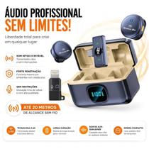 Microfone Profissional Sem Fio para Gravação Vídeo Aula Podcast Live Microfone Profissional Sem Fio para Gravação Vídeo Aula Podcast Live