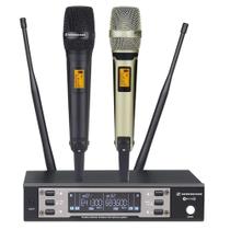 Microfone Profissional Sem Fio Sennheiser Ew135g4 Duplo Cor Preto e Dourado
