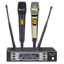 Microfone Profissional Sem Fio Sennheiser Ew135g4 Duplo Cor Preto e Dourado Microfone Profissional Sem Fio Sennheiser Ew135g4 Duplo Cor Preto e Dourado