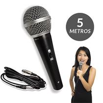 Microfone Profissional SM58 Cabo de 5 Metros, Chave Liga/Desliga, Alta Sensibilidade para Karaokê