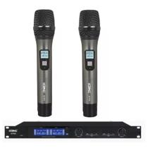 Microfone profissional wireless UHF duplo 100 canais digital por canal Lelong Por Audio