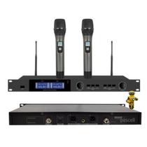 Microfone profissional wireless UHF duplo 100 canais digital por canal Padrão Rack