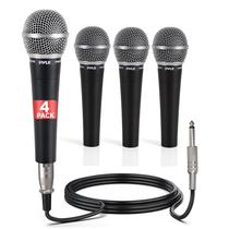 Microfone Pyle, pacote com 4 unidades, unidirecional dinâmico, com cabo de 4,5 m