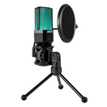 Microfone Redragon Adne Rgb Usb Tipo C Com Pop Filter Com Suporte Preto Gm212 Microfone Redragon Adne Rgb Usb Tipo C Com Pop Filter Com Suporte Preto Gm212