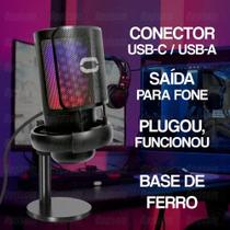 Microfone Rgb Condensador Usb Gamer Lives Mt-1060r Tomate Preto
