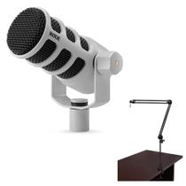 Microfone Rode PodMic USB/XLR Branco com Braço Auray