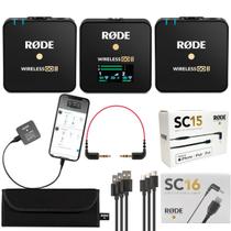 Microfone Rode Wireless Go Ii Lapela Duplo Sem Fio Com Cabo Sc15 Lightning