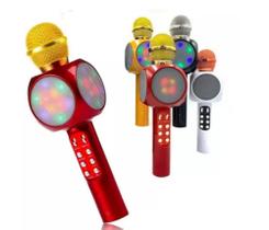 Microfone S/fio Bluetooth Karaokê Speaker Usb Led