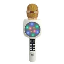 Microfone S/fio Bluetooth Karaokê Speaker Usb Led Cor Branco