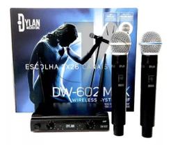 Microfone S/fio Duplo UHF Multi frequência // Dylan DW-602 MAX