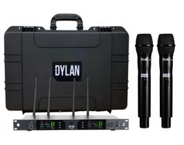 Microfone s/ fio Profissional Dylan Multi frequencia -- Duplo (2 bastões) -- D-9500