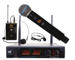 Microfone S/Fio Tsi-1200 Digital Kit Mão/Headset UHF 96 Canais