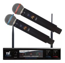 Microfone S/Fio Tsi-900 Uhf Duplo Multi Canais Bivolt Dinâmico