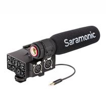 Microfone Saramonic MixMic Shotgun com adaptador de áudio integrado de 2 canais