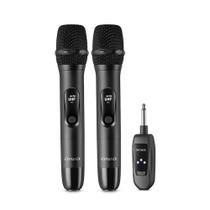 Microfone Sem Fio Aiwa AWS-MIC-01 Duplo - Dinâmico para Karaokê com até 10h de Bateria