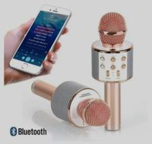 Microfone Sem Fio Bluetooth Karaoke Conexão Celular Cor Rosê