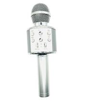 Microfone Sem Fio Bluetooth Karaokê Portátil Usb - Prata