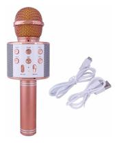 Microfone Sem Fio Bluetooth Usb Tf Karaokê Youtuber Reporter Cor Rosa