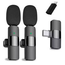 Microfone Sem Fio BYZ K9 2 Mic USB C Preto Microfone Sem Fio BYZ K9 2 Mic USB C Preto