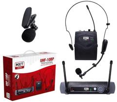 Microfone Sem Fio Cabeça e Lapela MXT UHF10BP Profissional