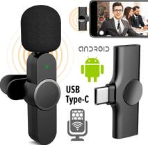 Microfone Sem Fio De Lapela Para Celular Android Universal Usb Tipo C Profissional Gravação De Vídeo A Distância Live