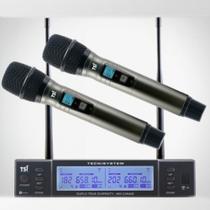 Microfone Sem Fio De Mão Duplo 600 Canais BR8000 - TSI