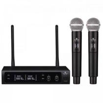 Microfone sem Fio de Mão Duplo UHF HSF-102 HARMONICS Microfone sem Fio de Mão Duplo UHF HSF-102 HARMONICS