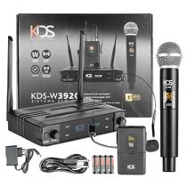 Microfone Sem Fio De Mão UHF Com Headset, Bodypack E Receptor Profissional Kadosh KDS-W392C Microfone Sem Fio De Mão UHF Com Headset, Bodypack E Receptor Profissional Kadosh KDS-W392C