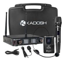 Microfone Sem Fio De Mão Uhf K502c + Lapela Headset Bodypack - KADOSH