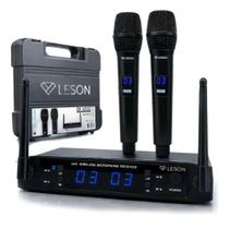 Microfone Sem Fio Duplo 96 Frequências CW-4800 - Leson Microfone Sem Fio Duplo 96 Frequências CW-4800 - Leson