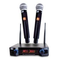 Microfone sem fio duplo com visor digital UHF
