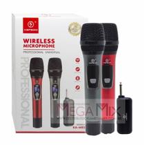 Microfone sem fio duplo com visor kapbom ka-m93