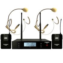 Microfone Sem Fio Duplo de Cabeca UHF SD-48 BB - Soundrix Microfone Sem Fio Duplo de Cabeca UHF SD-48 BB - Soundrix