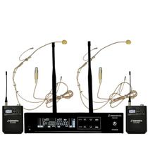 Microfone Sem Fio Duplo de Cabeca UHF SD-58 BB - Soundrix Microfone Sem Fio Duplo de Cabeca UHF SD-58 BB - Soundrix