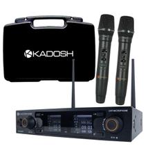 Microfone sem fio duplo de mão Kadosh K502M, Profissional, Recarregavel, cor preto produto original.