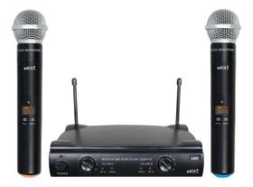 Microfone sem fio duplo de mao mxt mod.: uhf-302 com maleta