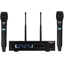 Microfone Sem Fio Duplo de Mao UHF 200 Canais e SCAN SD58 MM Soundrix Microfone Sem Fio Duplo de Mao UHF 200 Canais e SCAN SD58 MM Soundrix