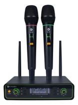 Microfone Sem Fio Duplo De Mão Uhf 200 Canais Kadosh K-422m Cor Preto