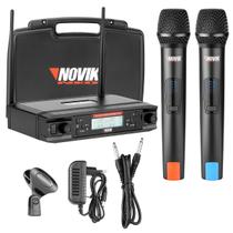 Microfone Sem Fio Duplo De Mão Uhf Frequencia Variavel Com Auto Scan UNK-660 Novik