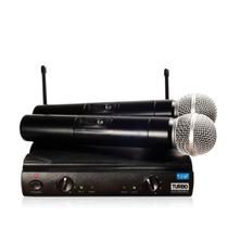 Microfone sem fio duplo de mao uhf