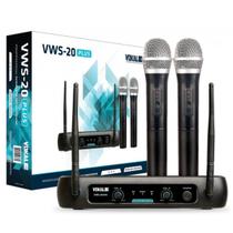 Microfone Sem Fio Duplo De Mão Vokal Vws20 Plus Vhf Usa Pilhas