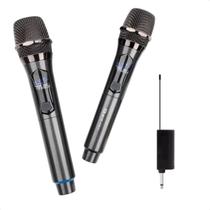 Microfone Sem Fio Duplo Dinâmico E Profissional Com Receptor