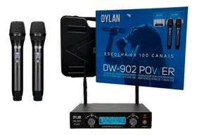 Microfone Sem Fio Duplo Dylan Dw-902 Power Preto Uhf Microfone Sem Fio Duplo Dylan Dw-902 Power Preto Uhf