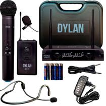 Microfone Sem Fio Duplo Dylan UDX05 Bastão + Lapela/Headset